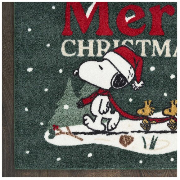 St. Nicholas Square Peanuts Snoopy & Woodstock Merry Christmas Throw Rug - Picture 4 of 5